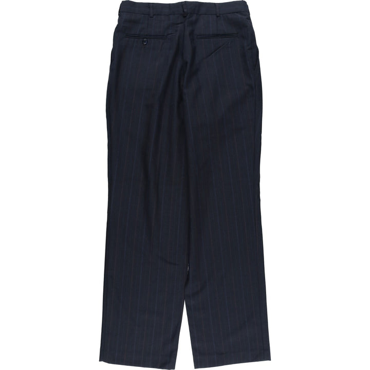 ~90'S Towncraft Custom Fit Suits Stripe Pattern Two-Pleat Slacks Pants Men's W32 (approx.) Vintage polyester navy blue type Vintage Second Hand
