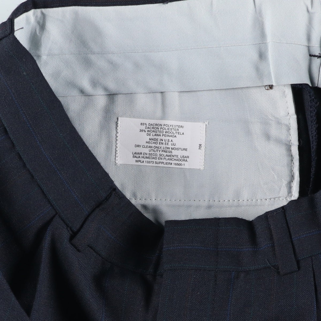 ~90'S Towncraft Custom Fit Suits Stripe Pattern Two-Pleat Slacks Pants Men's W32 (approx.) Vintage polyester navy blue type Vintage Second Hand