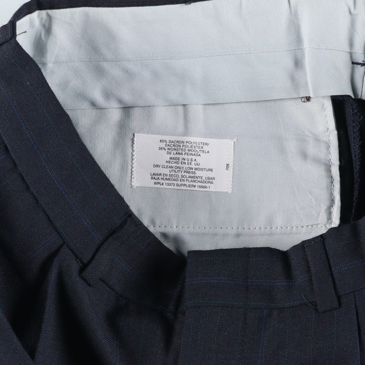 ~90'S Towncraft Custom Fit Suits Stripe Pattern Two-Pleat Slacks Pants Men's W32 (approx.) Vintage polyester navy blue type Vintage Second Hand