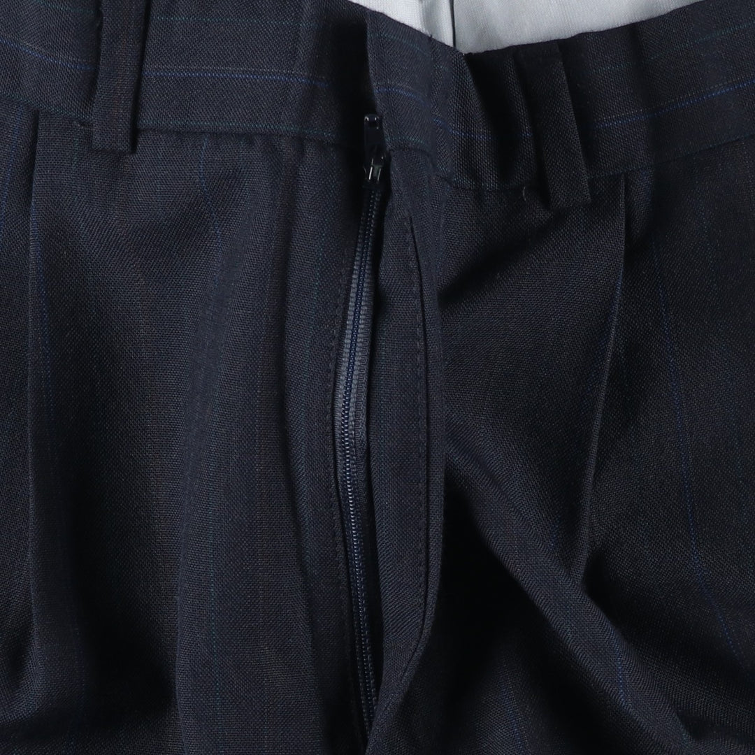 ~90'S Towncraft Custom Fit Suits Stripe Pattern Two-Pleat Slacks Pants Men's W32 (approx.) Vintage polyester navy blue type Vintage Second Hand