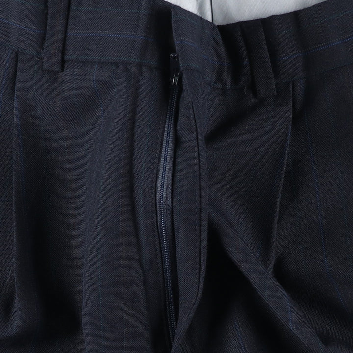 ~90'S Towncraft Custom Fit Suits Stripe Pattern Two-Pleat Slacks Pants Men's W32 (approx.) Vintage polyester navy blue type Vintage Second Hand