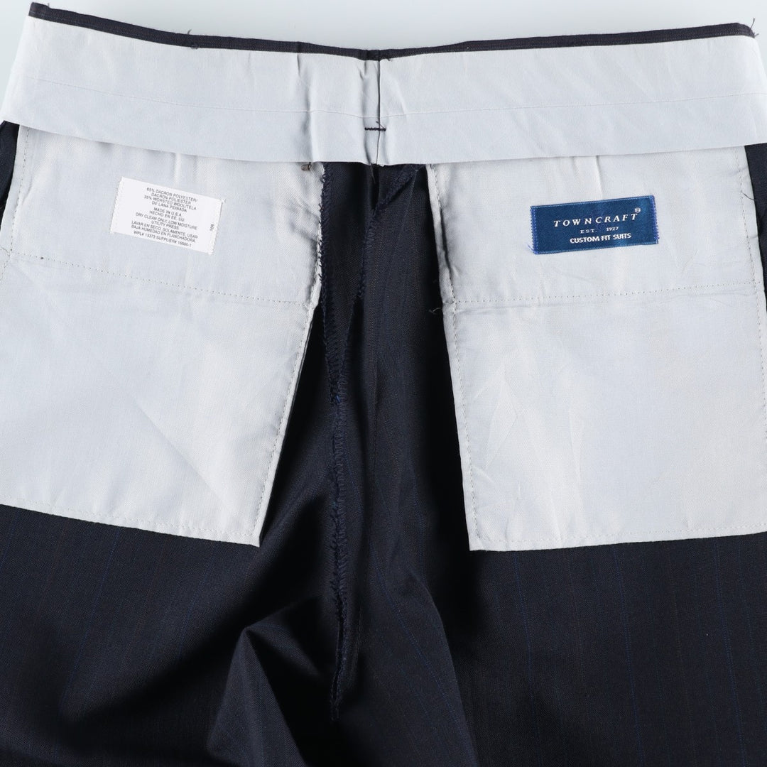 ~90'S Towncraft Custom Fit Suits Stripe Pattern Two-Pleat Slacks Pants Men's W32 (approx.) Vintage polyester navy blue type Vintage Second Hand