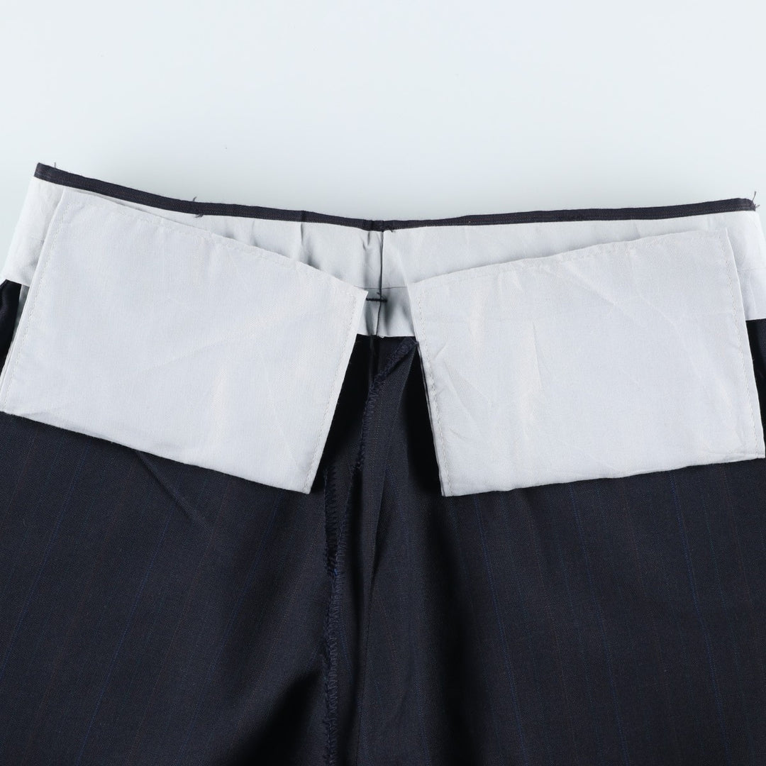 ~90'S Towncraft Custom Fit Suits Stripe Pattern Two-Pleat Slacks Pants Men's W32 (approx.) Vintage polyester navy blue type Vintage Second Hand