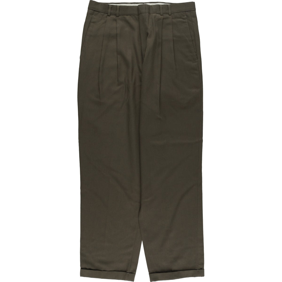 80s-90'S Dockers Dress Slacks, Two-Pleat Trousers, Men's Size W34 (approx.), Vintage polyester Khaki type Vintage Second Hand