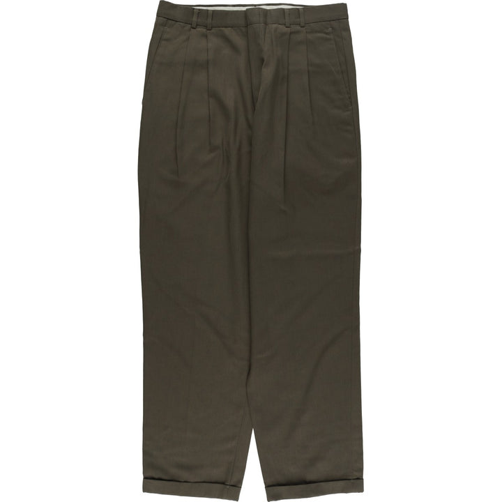 80s-90'S Dockers Dress Slacks, Two-Pleat Trousers, Men's Size W34 (approx.), Vintage polyester Khaki type Vintage Second Hand