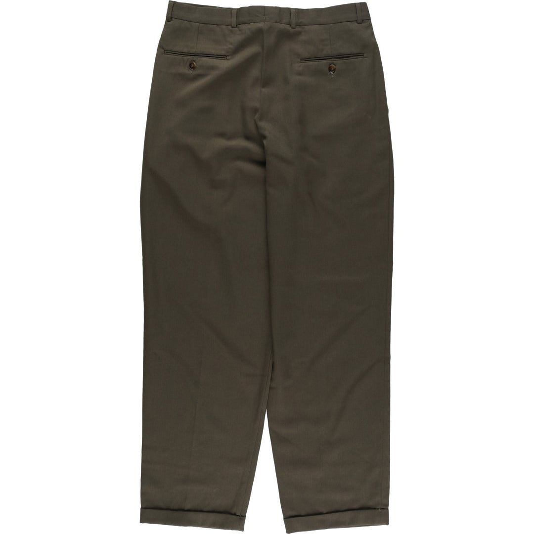80s-90'S Dockers Dress Slacks, Two-Pleat Trousers, Men's Size W34 (approx.), Vintage polyester Khaki type Vintage Second Hand