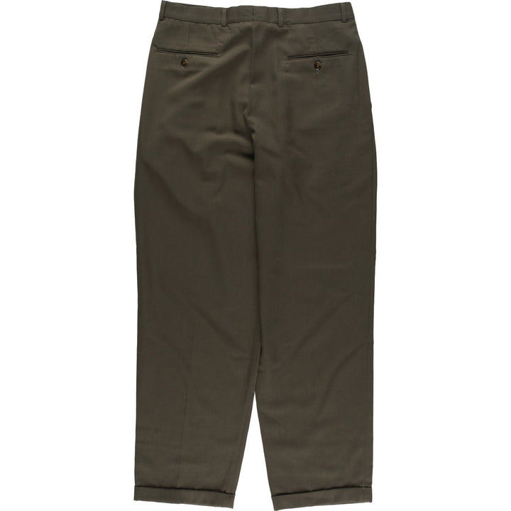 80s-90'S Dockers Dress Slacks, Two-Pleat Trousers, Men's Size W34 (approx.), Vintage polyester Khaki type Vintage Second Hand