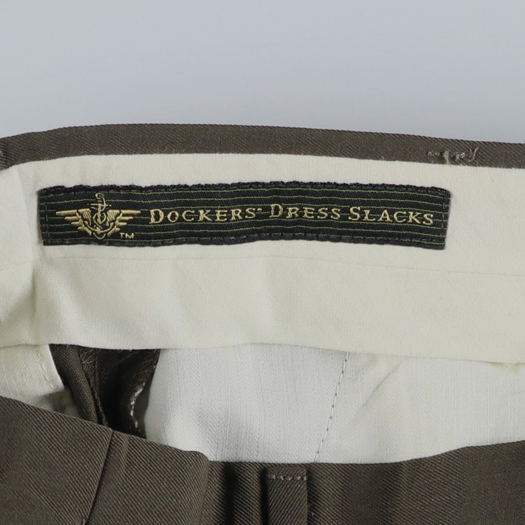80s-90'S Dockers Dress Slacks, Two-Pleat Trousers, Men's Size W34 (approx.), Vintage polyester Khaki type Vintage Second Hand