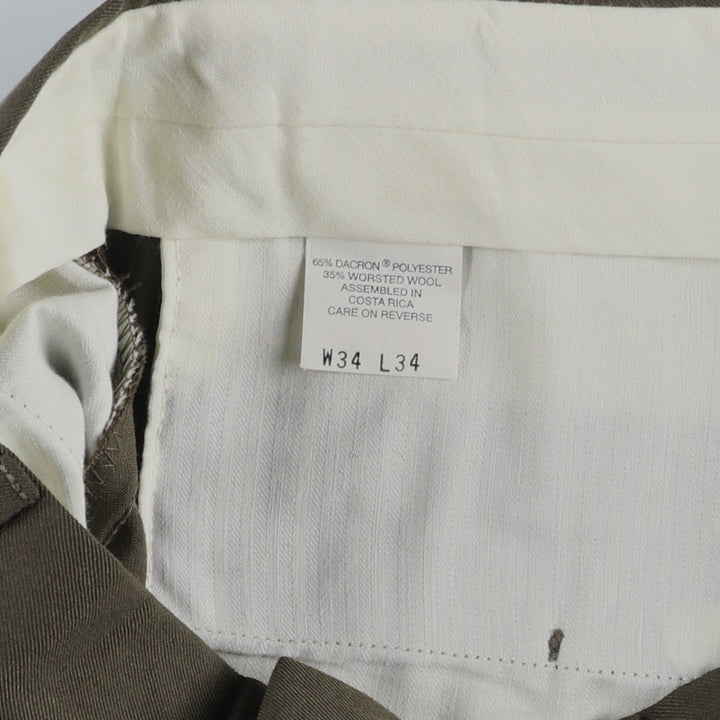 80s-90'S Dockers Dress Slacks, Two-Pleat Trousers, Men's Size W34 (approx.), Vintage polyester Khaki type Vintage Second Hand