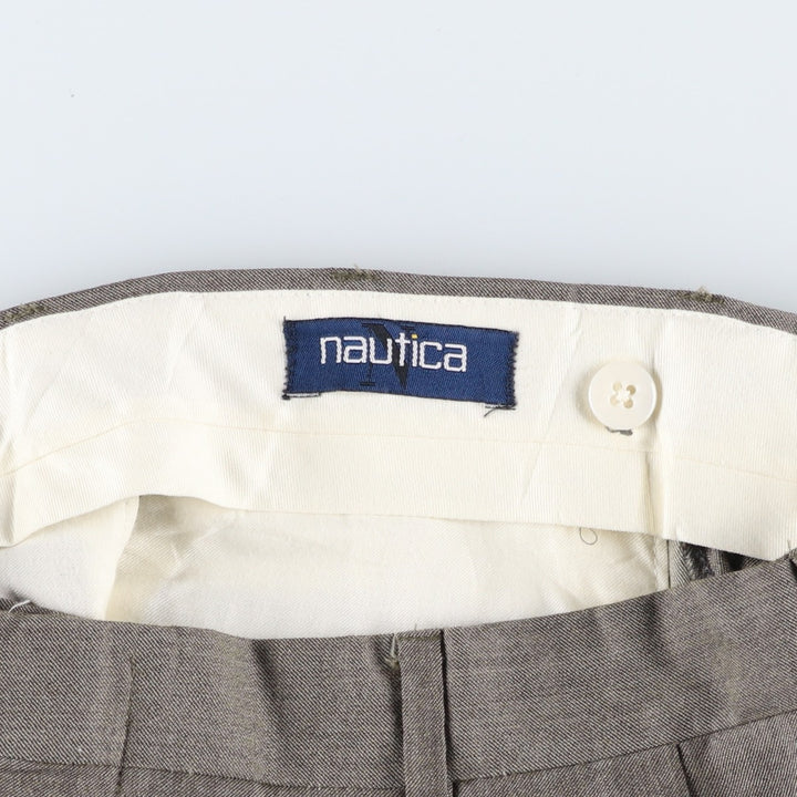 90'S Nautica Two-pleat Wool Pants, Vintage, Men's Size 34 wool gray type Vintage Second Hand
