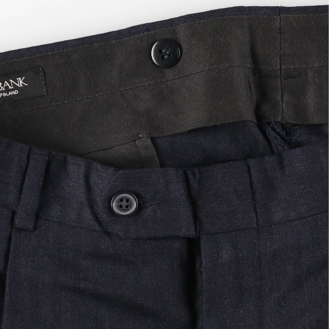 JOS. A. BANK Stripe Pattern Two-Pleat Wool Trousers/Slacks Men's W36 (approx.) wool black type Vintage Second Hand