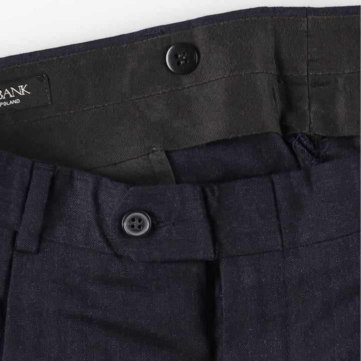 JOS. A. BANK Stripe Pattern Two-Pleat Wool Trousers/Slacks Men's W36 (approx.) wool black type Vintage Second Hand