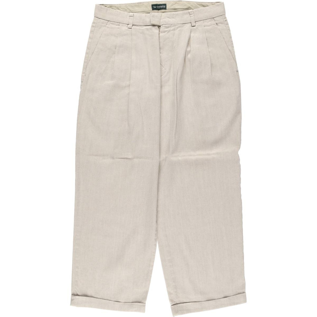 Dockers two-pleat slacks pants, men's size W33 (approx.) linen Beige type Vintage Second Hand