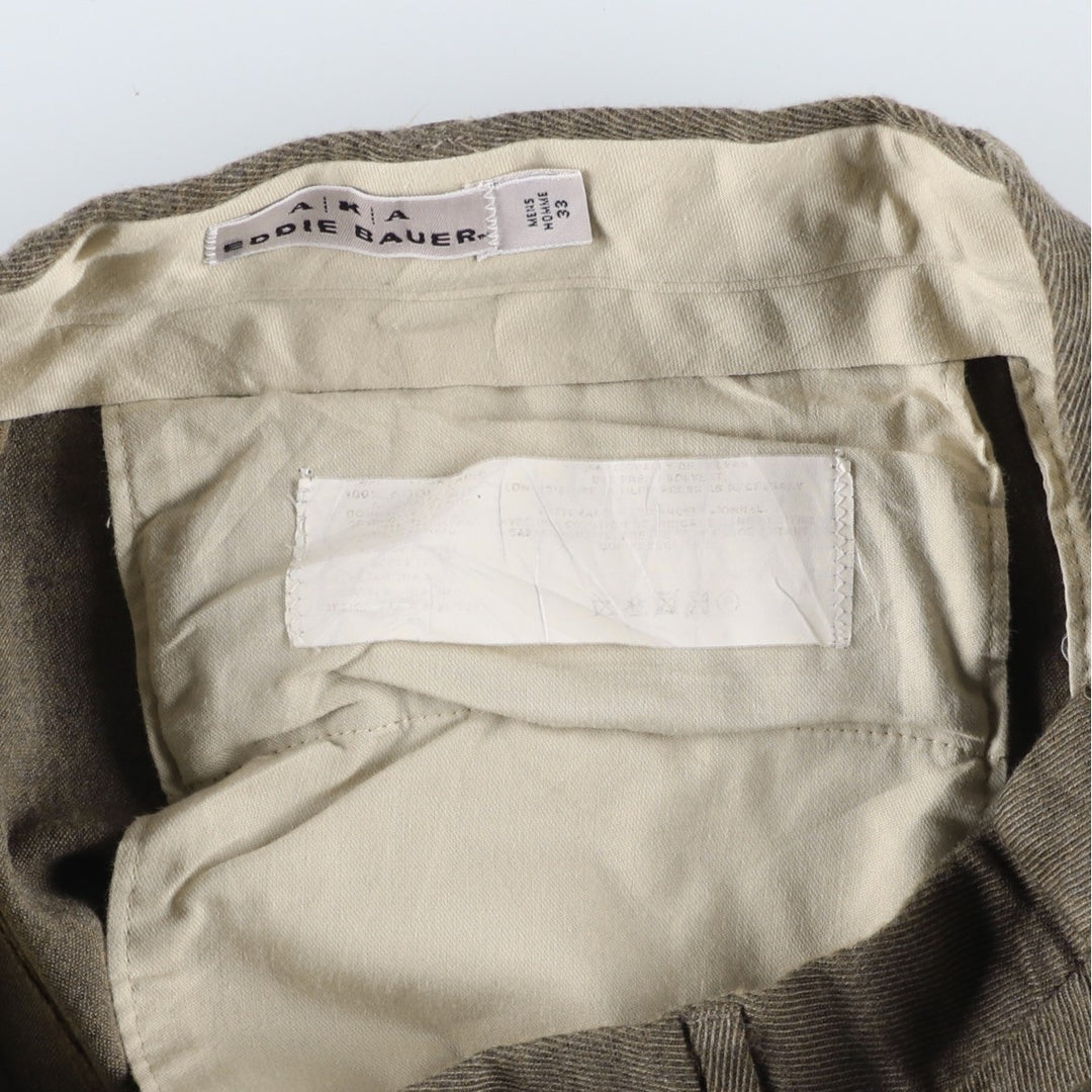 1990'S Eddie Bauer AKA Two-Pleat Wool Trousers, Men's Size W32 (approx.), Vintage wool gray type Vintage Second Hand