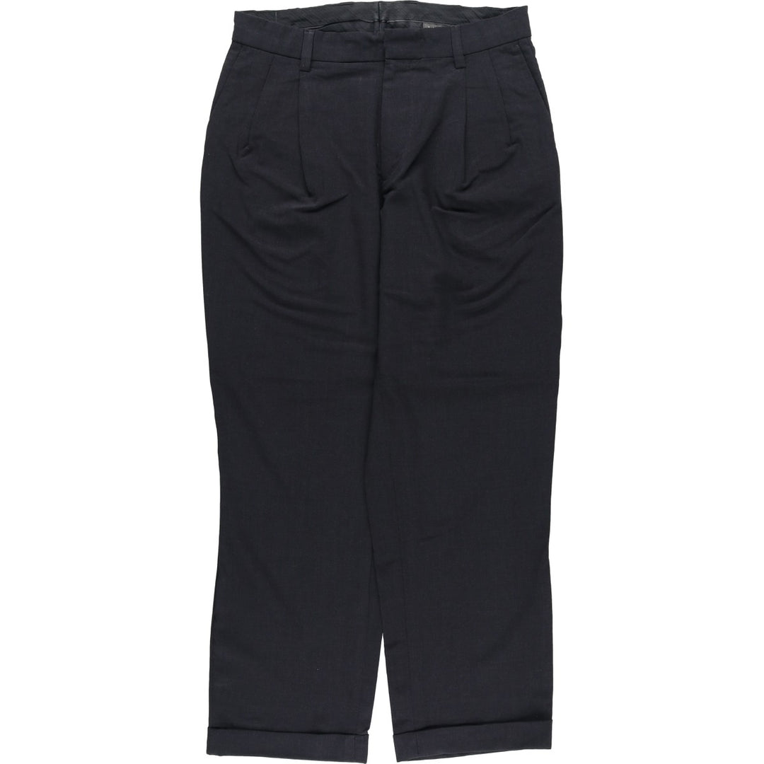 2000'S Banana Republic Smithfield Two-Pleat Wool Trousers/Slacks, Men's Size W34 (approx.) wool Charcoal Vintage Second Hand