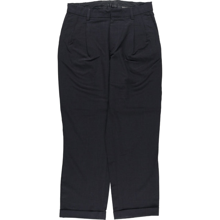 2000'S Banana Republic Smithfield Two-Pleat Wool Trousers/Slacks, Men's Size W34 (approx.) wool Charcoal Vintage Second Hand