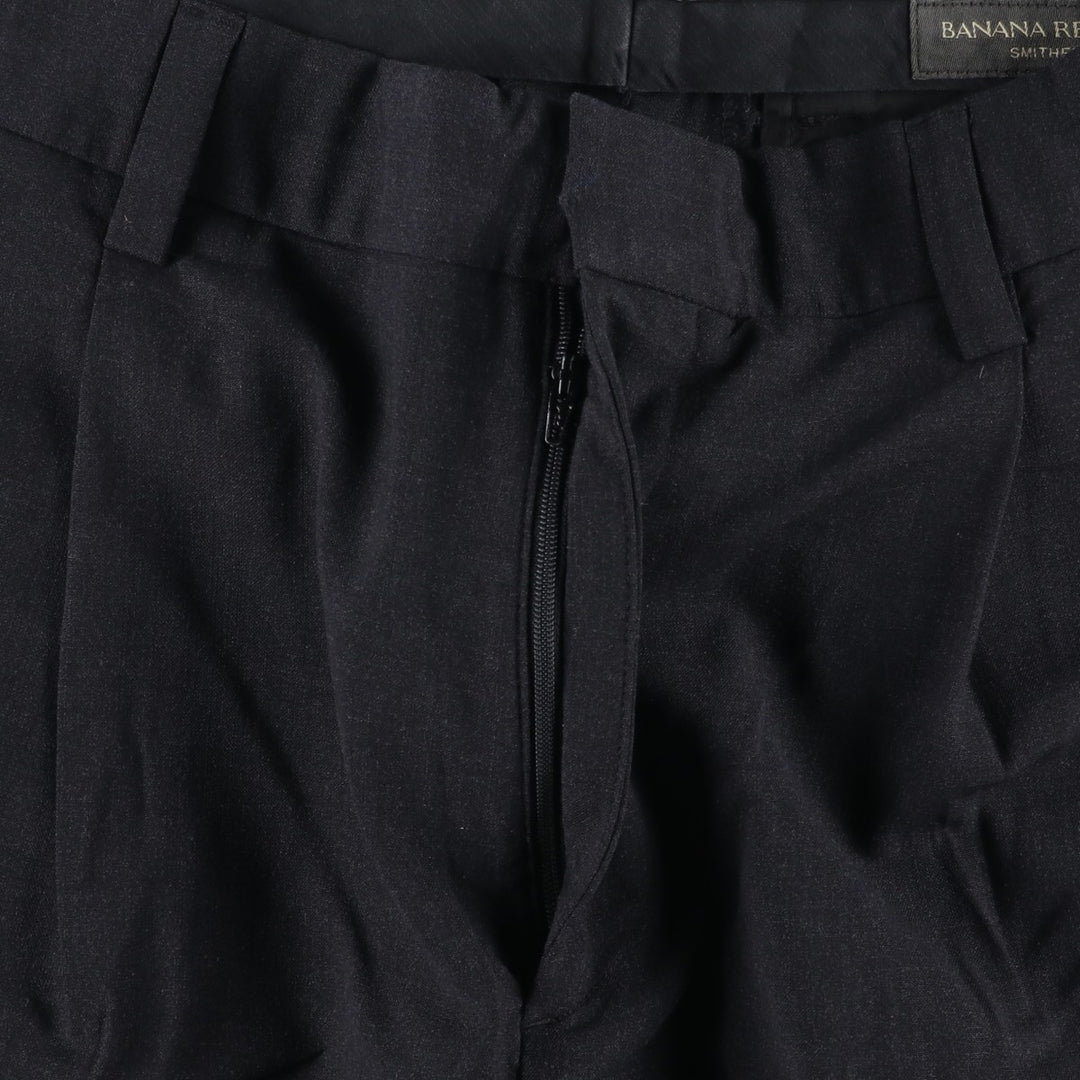 2000'S Banana Republic Smithfield Two-Pleat Wool Trousers/Slacks, Men's Size W34 (approx.) wool Charcoal Vintage Second Hand