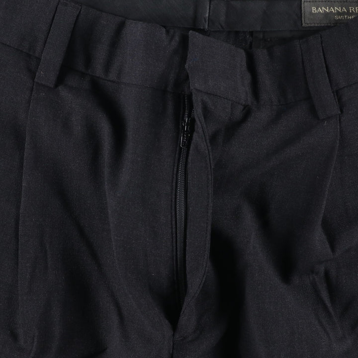 2000'S Banana Republic Smithfield Two-Pleat Wool Trousers/Slacks, Men's Size W34 (approx.) wool Charcoal Vintage Second Hand
