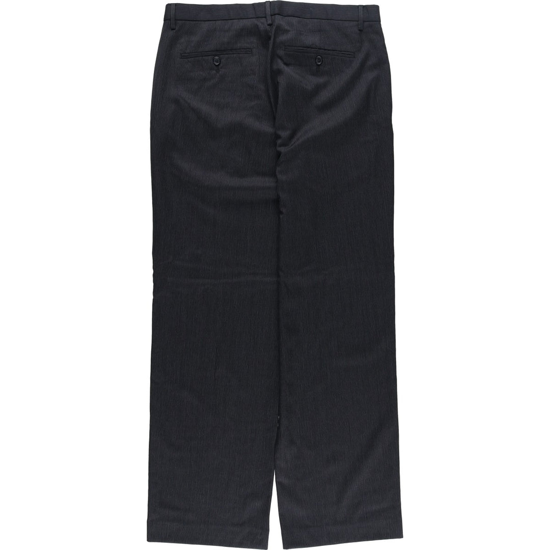 2000s- Calvin Klein striped wool trousers/slacks, men's size W34 (approx.) wool black type Vintage Second Hand