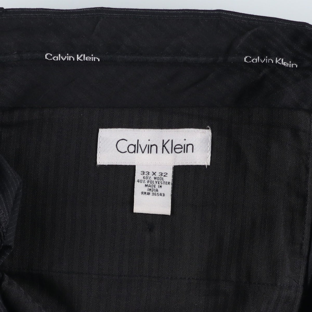 2000s- Calvin Klein striped wool trousers/slacks, men's size W34 (approx.) wool black type Vintage Second Hand