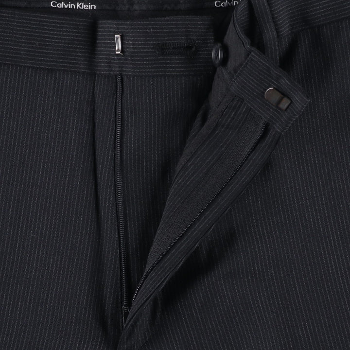 2000s- Calvin Klein striped wool trousers/slacks, men's size W34 (approx.) wool black type Vintage Second Hand