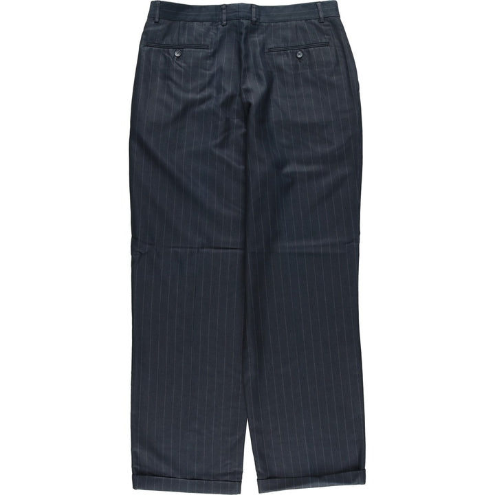 Liz Claiborne Stripe Pattern Two-Pleat Slacks Pants Men's W34 (approx.) Rayon Charcoal Vintage Second Hand