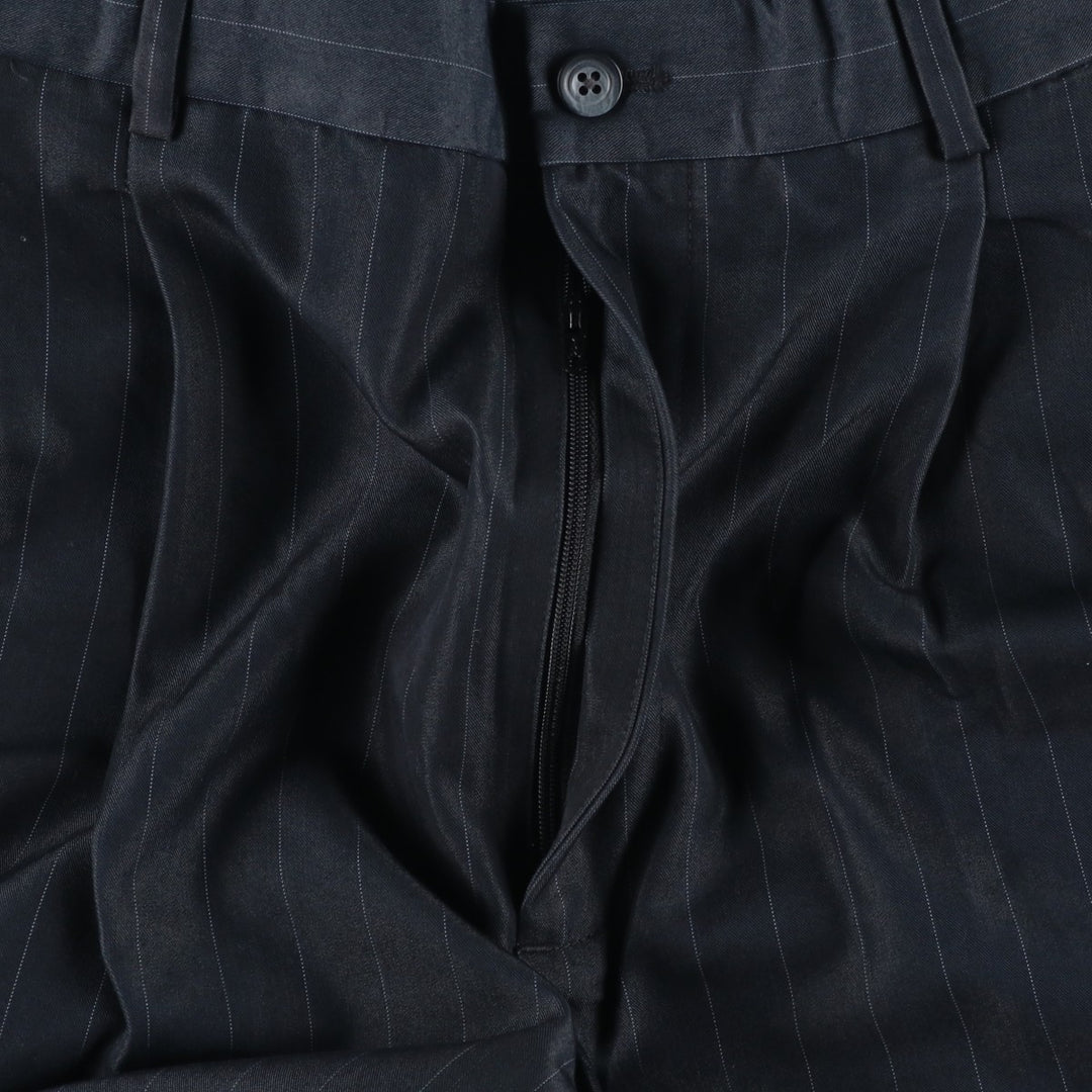 Liz Claiborne Stripe Pattern Two-Pleat Slacks Pants Men's W34 (approx.) Rayon Charcoal Vintage Second Hand