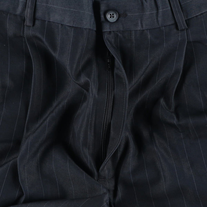 Liz Claiborne Stripe Pattern Two-Pleat Slacks Pants Men's W34 (approx.) Rayon Charcoal Vintage Second Hand