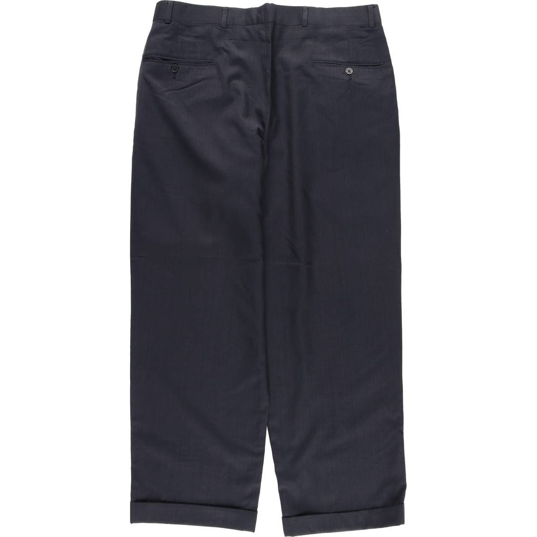 Brooks Brothers Check Pattern Two-Pleat Wool Trousers, Men's Size W34 (approx.), Vintage wool navy blue type Vintage Second Hand