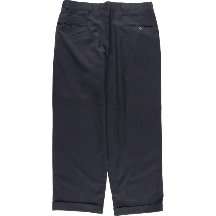 Brooks Brothers Check Pattern Two-Pleat Wool Trousers, Men's Size W34 (approx.), Vintage wool navy blue type Vintage Second Hand