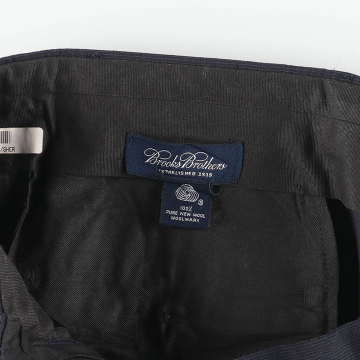 Brooks Brothers Check Pattern Two-Pleat Wool Trousers, Men's Size W34 (approx.), Vintage wool navy blue type Vintage Second Hand
