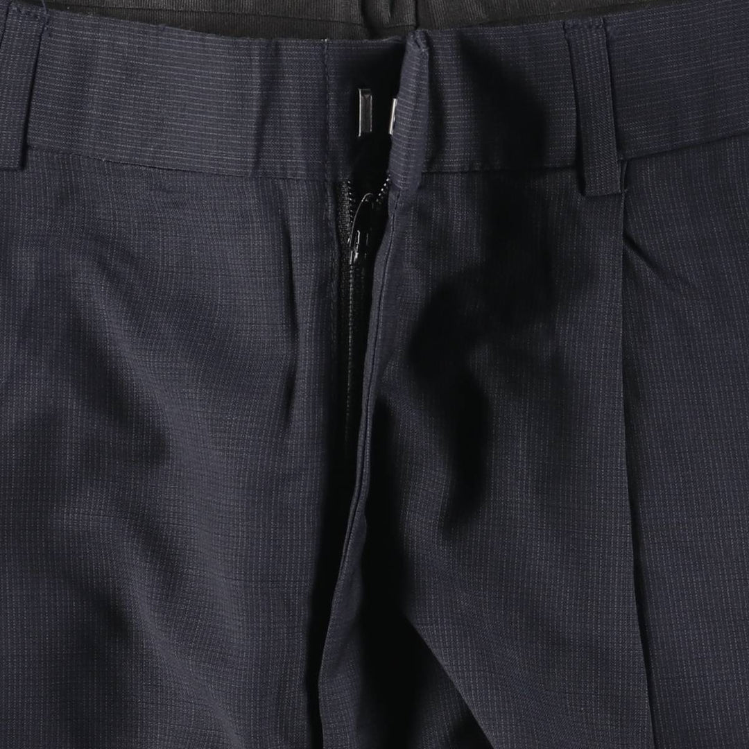 Brooks Brothers Check Pattern Two-Pleat Wool Trousers, Men's Size W34 (approx.), Vintage wool navy blue type Vintage Second Hand