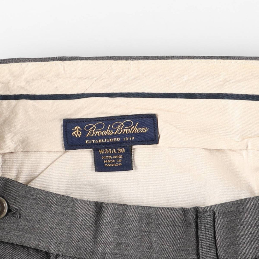 Brooks Brothers Two-pleat Wool Pants and Slacks, Made in Canada, Men's Size W34 wool gray type Vintage Second Hand