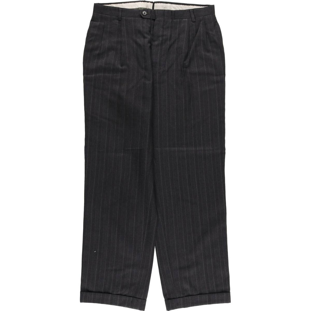 Christian Dior MONSIEUR Stripe Pattern Two-Pleat Slacks Pants Men's W33 (approx.) Vintage unclear Charcoal Vintage Second Hand