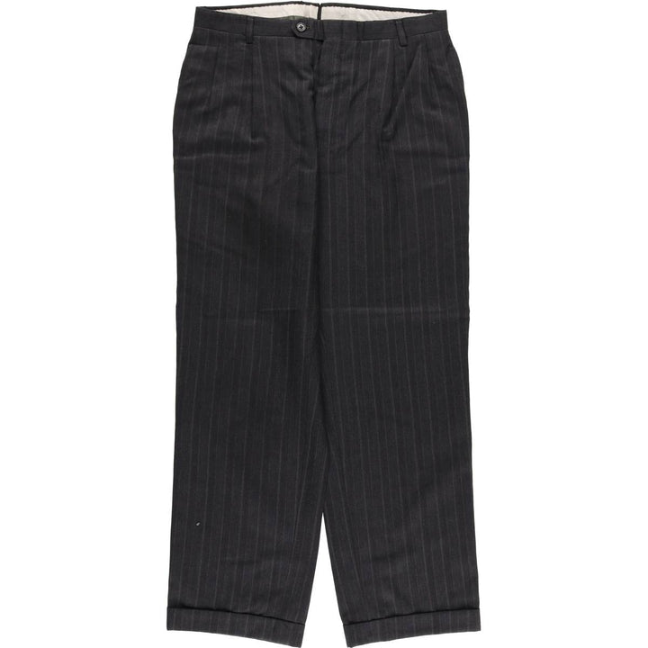 Christian Dior MONSIEUR Stripe Pattern Two-Pleat Slacks Pants Men's W33 (approx.) Vintage unclear Charcoal Vintage Second Hand