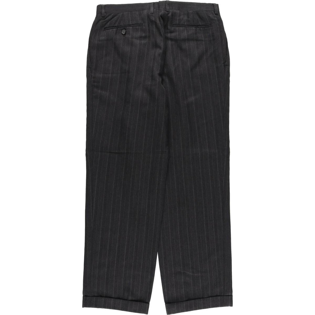 Christian Dior MONSIEUR Stripe Pattern Two-Pleat Slacks Pants Men's W33 (approx.) Vintage unclear Charcoal Vintage Second Hand
