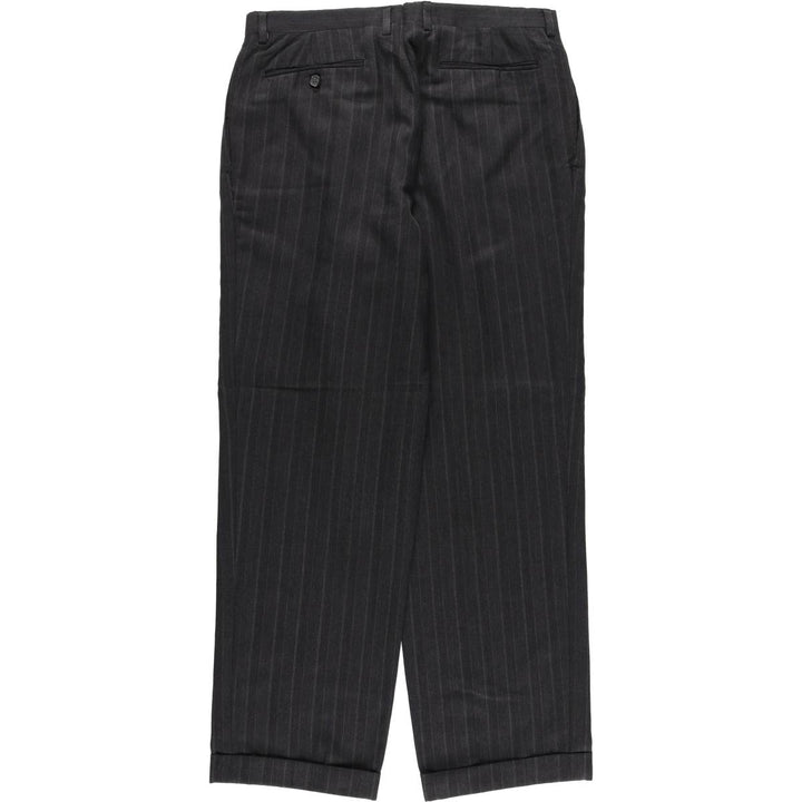 Christian Dior MONSIEUR Stripe Pattern Two-Pleat Slacks Pants Men's W33 (approx.) Vintage unclear Charcoal Vintage Second Hand