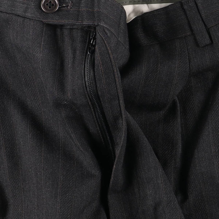 Christian Dior MONSIEUR Stripe Pattern Two-Pleat Slacks Pants Men's W33 (approx.) Vintage unclear Charcoal Vintage Second Hand