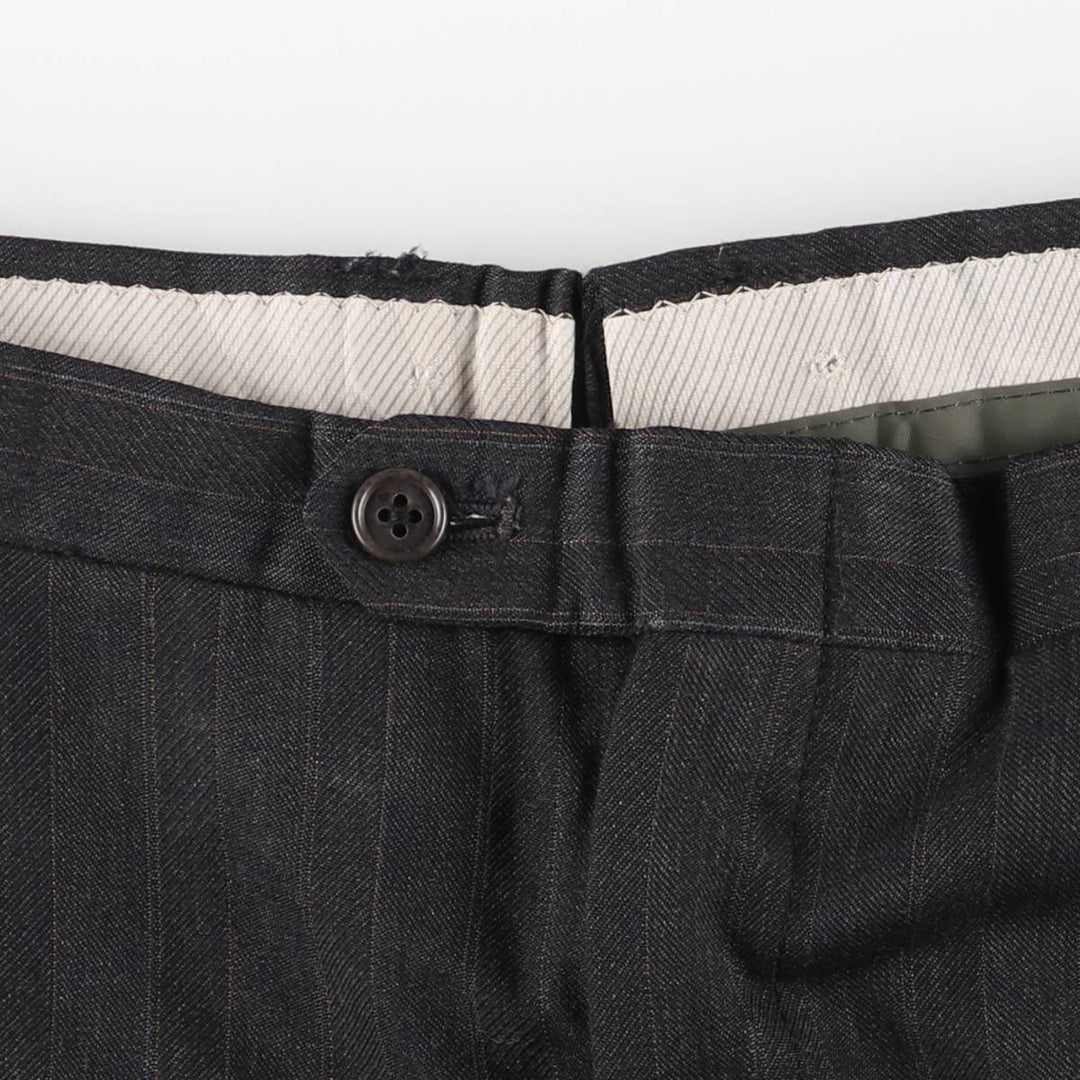 Christian Dior MONSIEUR Stripe Pattern Two-Pleat Slacks Pants Men's W33 (approx.) Vintage unclear Charcoal Vintage Second Hand