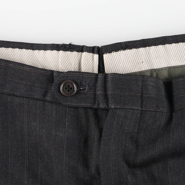 Christian Dior MONSIEUR Stripe Pattern Two-Pleat Slacks Pants Men's W33 (approx.) Vintage unclear Charcoal Vintage Second Hand