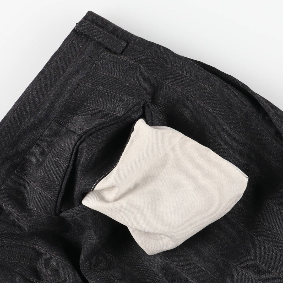 Christian Dior MONSIEUR Stripe Pattern Two-Pleat Slacks Pants Men's W33 (approx.) Vintage unclear Charcoal Vintage Second Hand