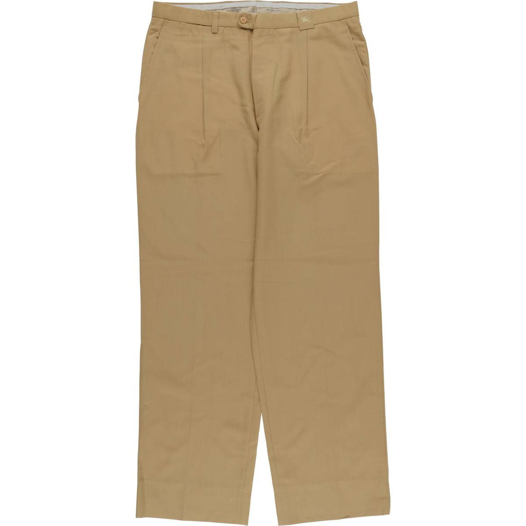 Burberry's BURBERRY LONDON One-tuck wool trousers/slacks, made in Spain, men's size W34 (approx.) wool Beige type Vintage Second Hand