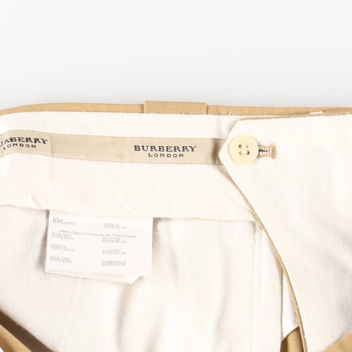 Burberry's BURBERRY LONDON One-tuck wool trousers/slacks, made in Spain, men's size W34 (approx.) wool Beige type Vintage Second Hand