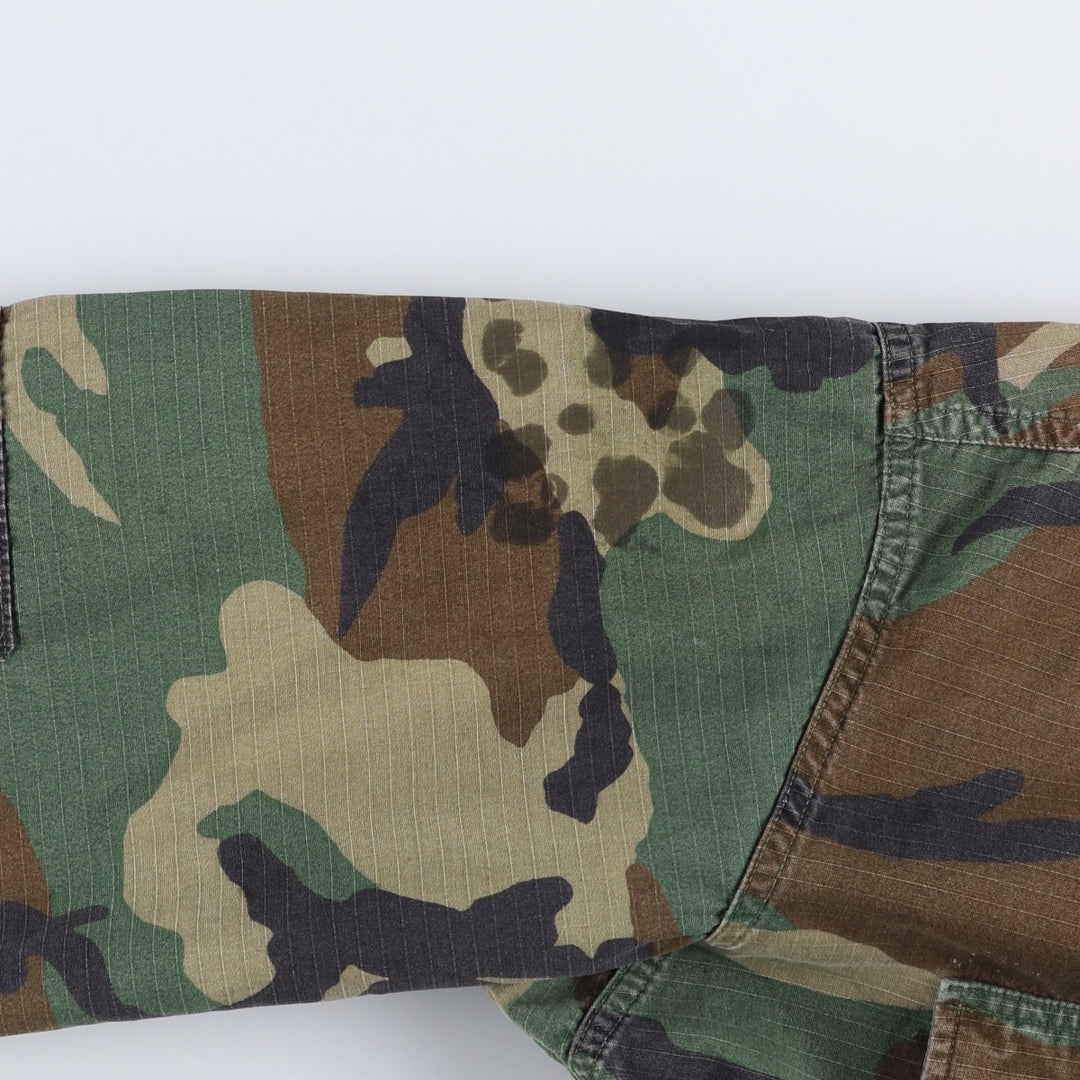 90'S US Military Genuine Camouflage Pattern Woodland Camo Ripstop BDU Military Jacket Made in USA MEDIUM-REGULAR Men's M cotton Khaki type Vintage Second Hand