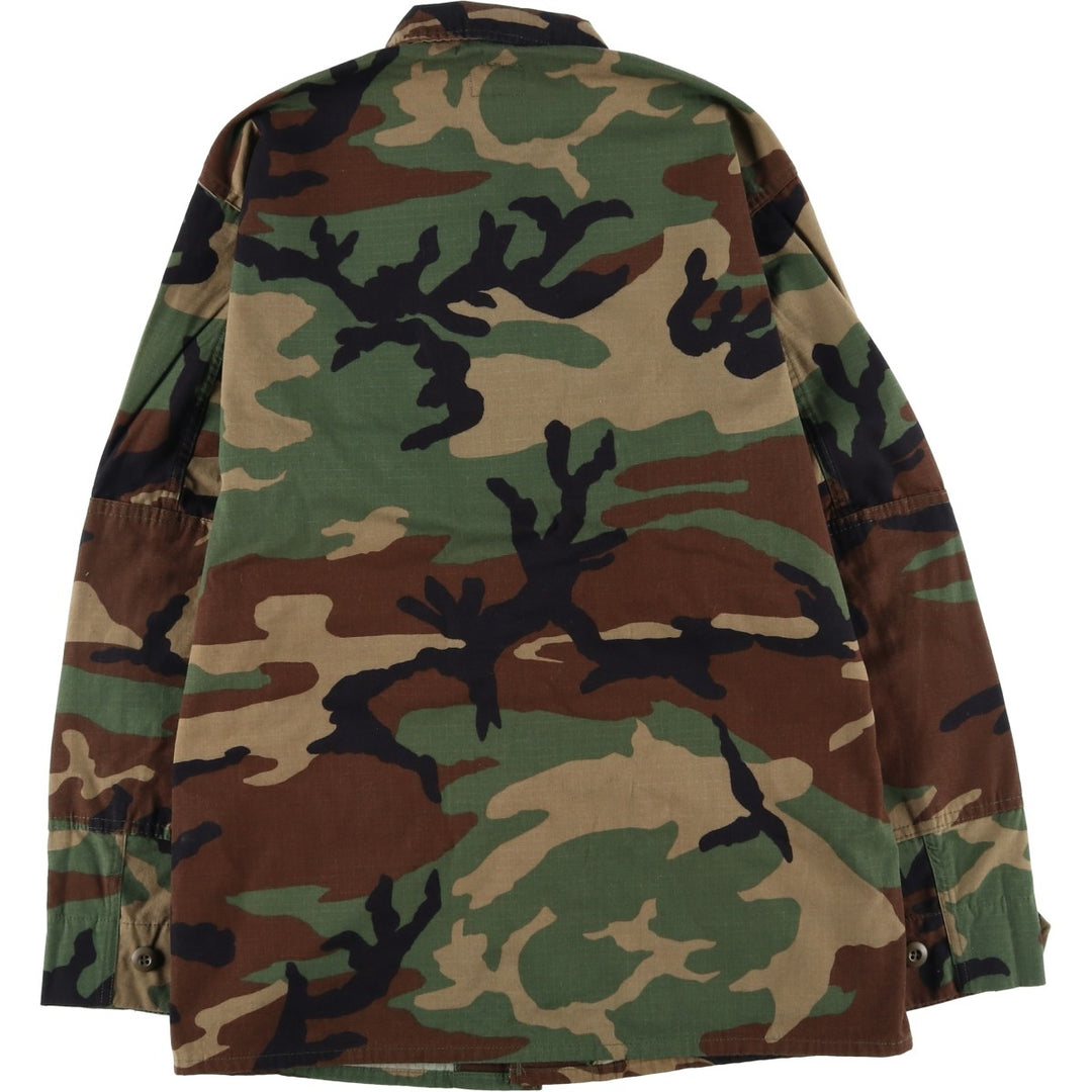 Camouflage Woodland Camo Ripstop BDU Military Jacket, Medium-Short (Men's Size M) Nylon Khaki type Vintage Second Hand