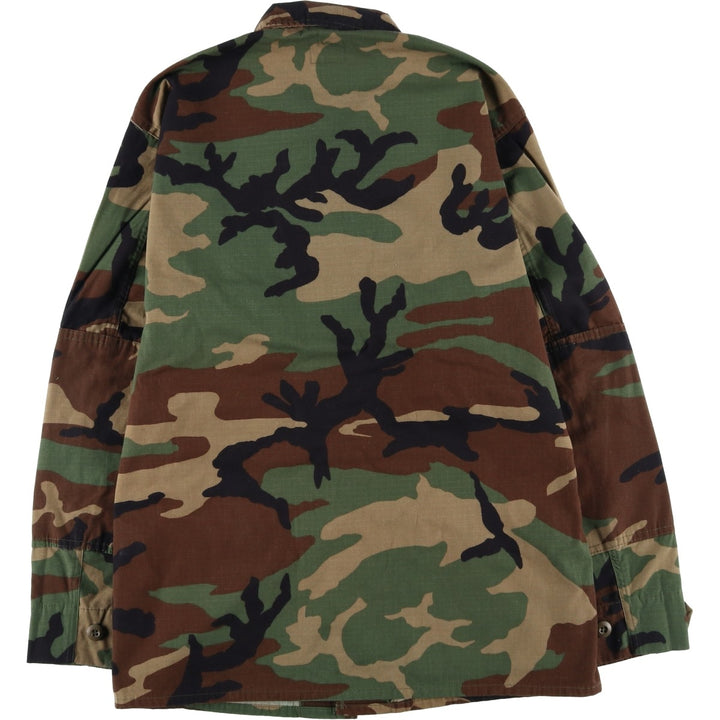 Camouflage Woodland Camo Ripstop BDU Military Jacket, Medium-Short (Men's Size M) Nylon Khaki type Vintage Second Hand