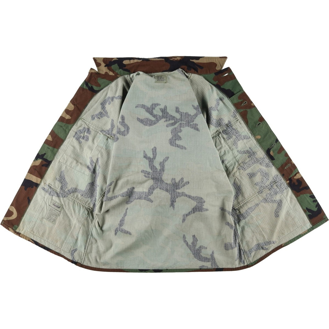Camouflage Woodland Camo Ripstop BDU Military Jacket, Medium-Short (Men's Size M) Nylon Khaki type Vintage Second Hand