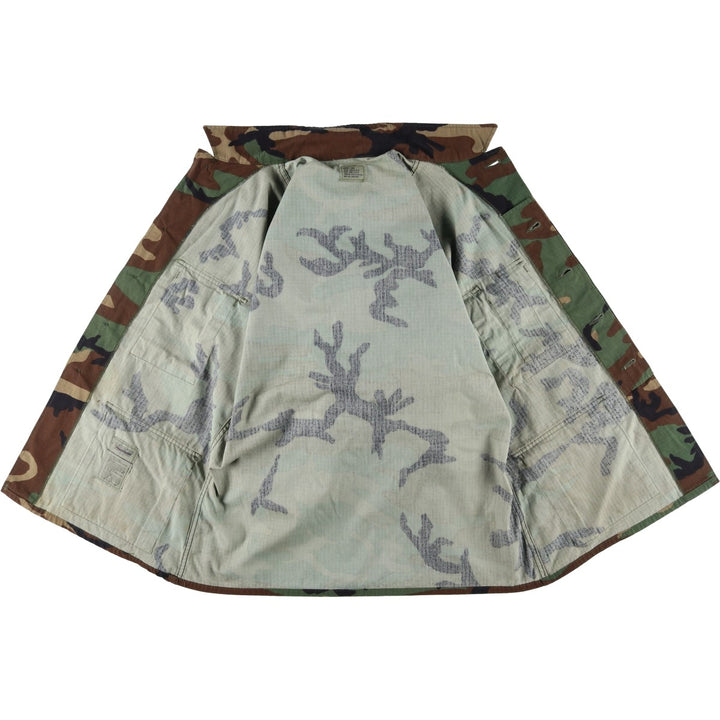 Camouflage Woodland Camo Ripstop BDU Military Jacket, Medium-Short (Men's Size M) Nylon Khaki type Vintage Second Hand
