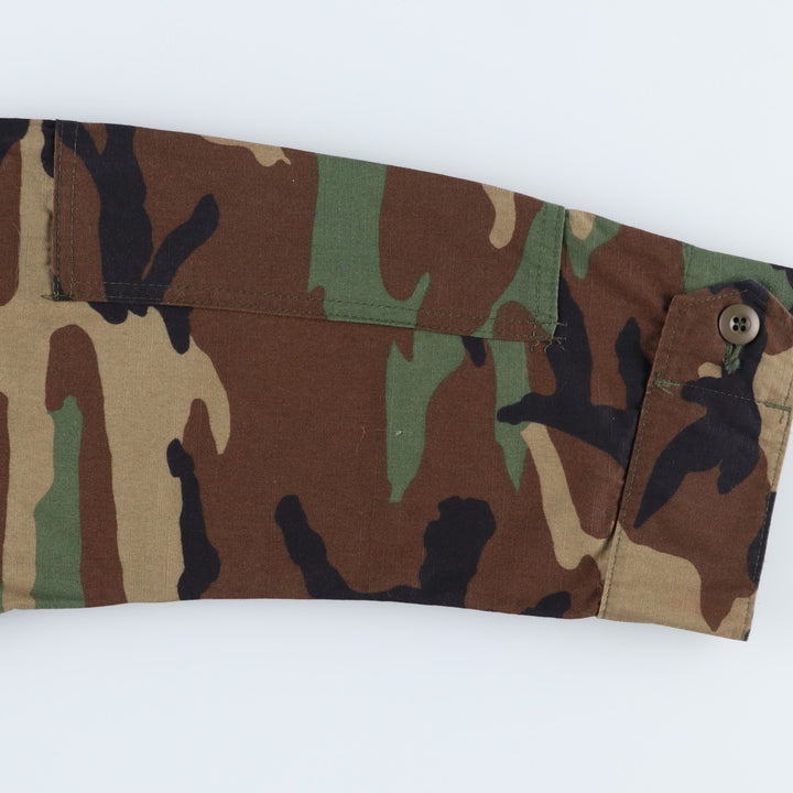 Camouflage Woodland Camo Ripstop BDU Military Jacket, Medium-Short (Men's Size M) Nylon Khaki type Vintage Second Hand