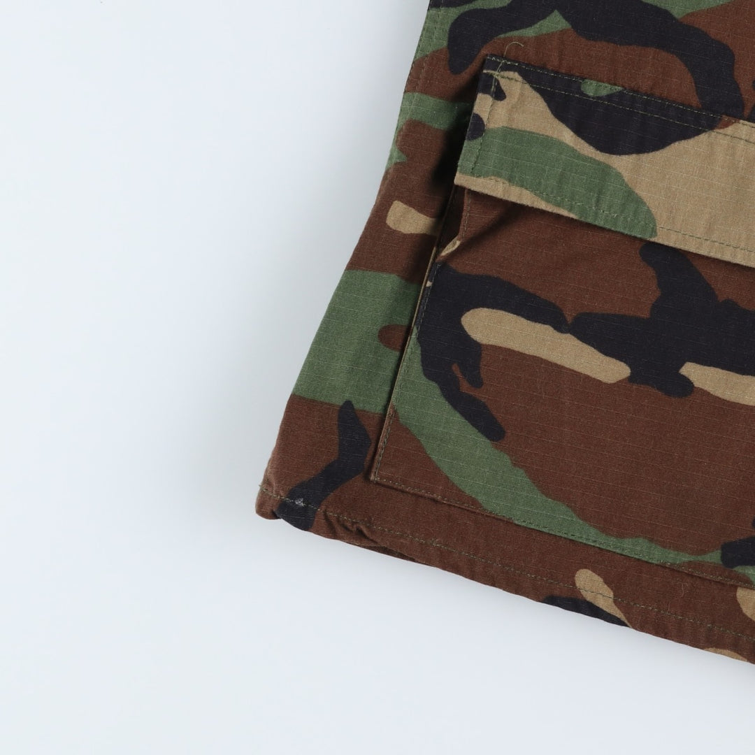 Camouflage Woodland Camo Ripstop BDU Military Jacket, Medium-Short (Men's Size M) Nylon Khaki type Vintage Second Hand